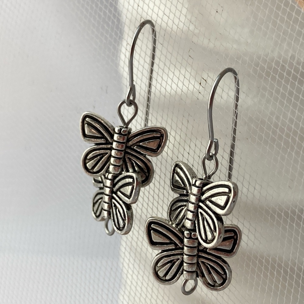 Butterfly Earrings Silver Hypoallergenic